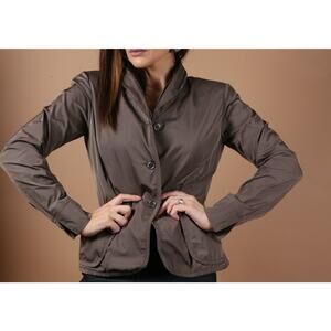 LIDA BADAY Brown Cowled Hood Button Down Blazer Jacket Jacket Size 10